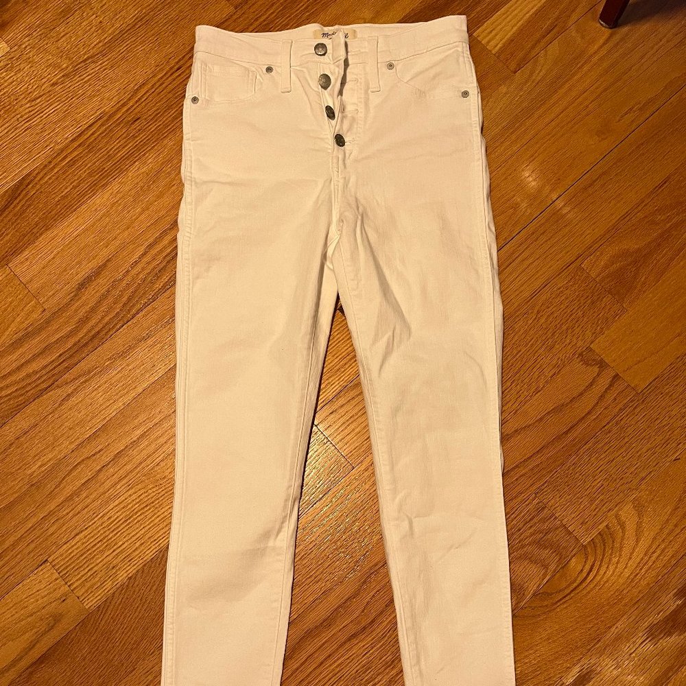 Madewell 10" High-Rise Skinny Crop Jeans in Pure White: Button-Front Edition
